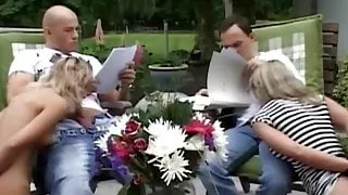 Two blonde slaves opressed hard by them Masters