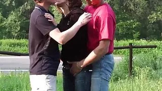 Daring public group sex gangbang threesome orgy PART 1