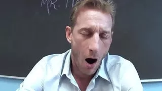 Two naughty schoolgirls have fun with their teacher