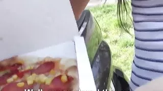 Picked up brunette shows her creampie