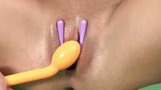 Puffy peach teens object masturbation