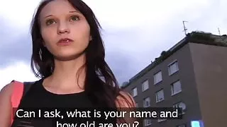 HornyAgent Skinny brunette is fucked next to a river