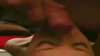 Cock sucking bitch gets creamy facial after blowjob