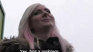 HornyAgent Blonde stunner shows sexy black underwear