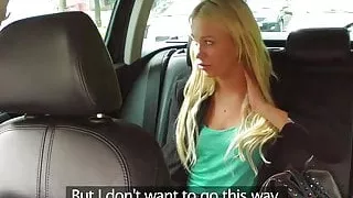 HornyTaxi Blonde must suck cock not to miss her flight
