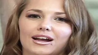 Curvy brunette moans while she gets pounded on the sofa