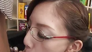 Elegant Japanese sweety loves munching a hard boner