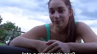 Young hitchhiker deep throating driver after being fingered