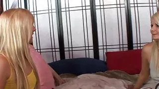 Three cutie pies in nylons finger fuck in bed