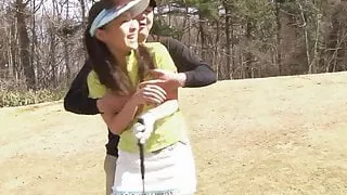 Sexy cute girls loves sucking her golf instructor&#039;s cock