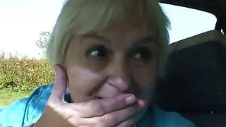 Old bitch gets nailed in the car by a stranger