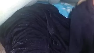 Glänzende Satin Strumpfhose Handjob Cumshot