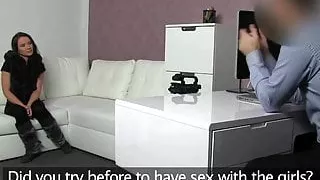 Castingxxx Sexy white stockings brunette sucks and fucks