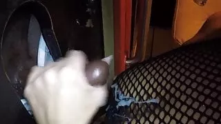 Nice cumshot from a cock at glory hole