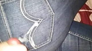 Load of cum over her jeans