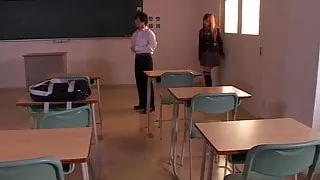 Stunning japanese schoolgirl tasting her creampie