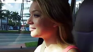 Stranded teen slut showing her messy facial