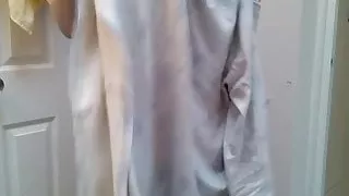 drying her big tits,hairy pussy, belly after shower