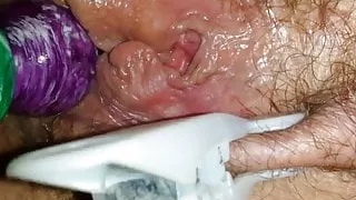 kt plying with pussy and toys