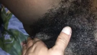 Ebony with hairy pussy and long pussy lips