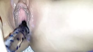 Glasdildo + Cumshot