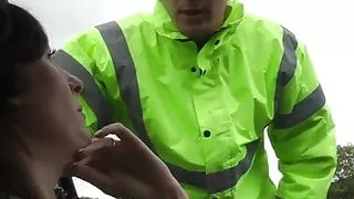 Mature british skank swallows police cum