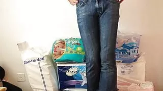 crossdresser in tight low waist girls jeans