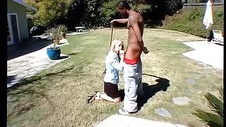 Blonde mature loves black dick