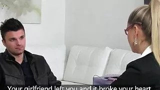 FemaleAgent MILF fixes studs broken heart with her tongue