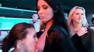 Lesbian party hoes lick pussies in public