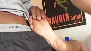 If you are a good boy I will give you a footjob