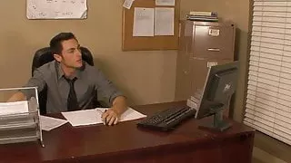 Excited office gays banging at work
