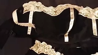 Cumming on Gianna Jerking with the bra she's wearing