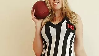 Big Tit Blonde Strips and Cums