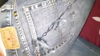 Wife's cum covered Lucky jeans