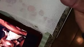 Watching milf interracial ends in my cock huge cumshot