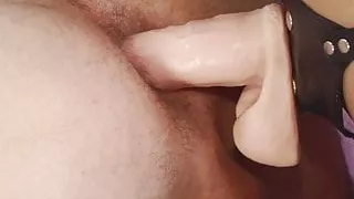 Redhead femdom lady strapon fucking the dude's ass doggy sty