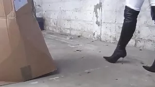 High heels high leather boots whipping