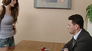 Sexy coed in glasses Molly Jane fuck in classroom