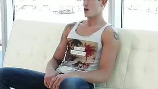 auditioning hunk facialized after passionate blowjob 