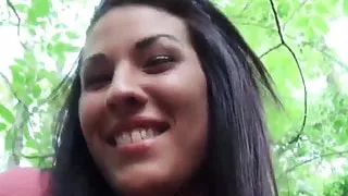 Climaxing pulled Hungarian babe facialized outdoors