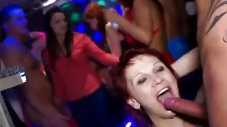 Tonguepierced euro partybabe facialized at dance party