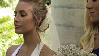 Sexy blonde bride Nicole Aniston fucking