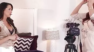 Busty lingerie model queens horny lez photographer