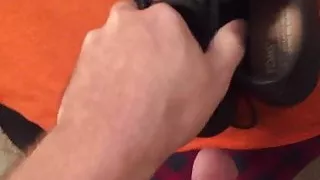 Cum on wifes black TOMS wedges shoes