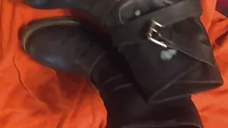 Cum on wifes black short boots