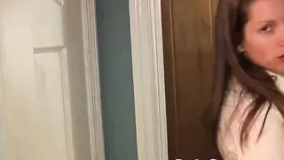 Sexy coworker corners you in the bathroom for teasing and ta