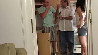 Older man lures hot step son's girl