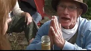 2 Old vagabonds fucking young girl in the woods