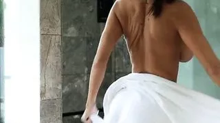 Cum dripping threesome fuck with big tit girls and creampie